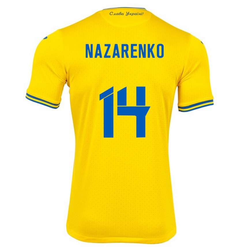 Niño Fútbol Camiseta Ucrania Oleksandr Nazarenko #14 Amarillo 1ª Equipación 24-26 Perú