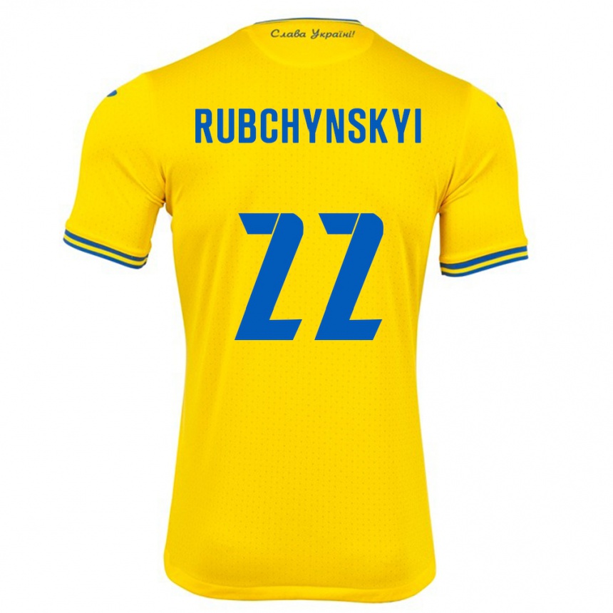 Niño Fútbol Camiseta Ucrania Valentyn Rubchynskyi #22 Amarillo 1ª Equipación 24-26 Perú