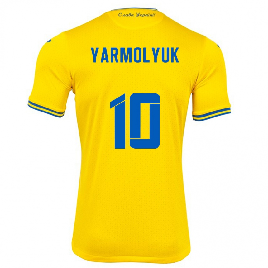 Niño Fútbol Camiseta Ucrania Yegor Yarmolyuk #10 Amarillo 1ª Equipación 24-26 Perú