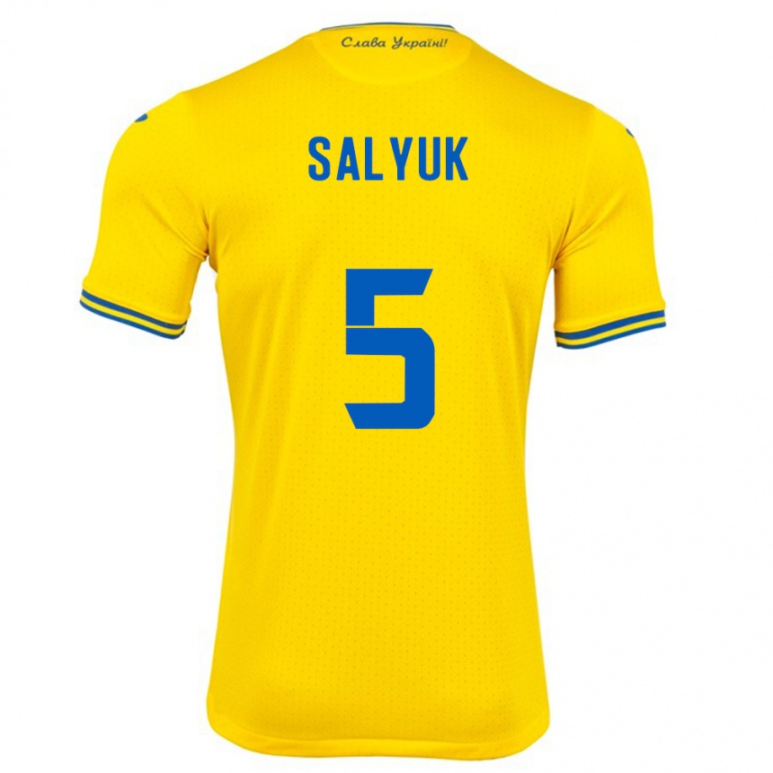 Niño Fútbol Camiseta Ucrania Volodymyr Salyuk #5 Amarillo 1ª Equipación 24-26 Perú