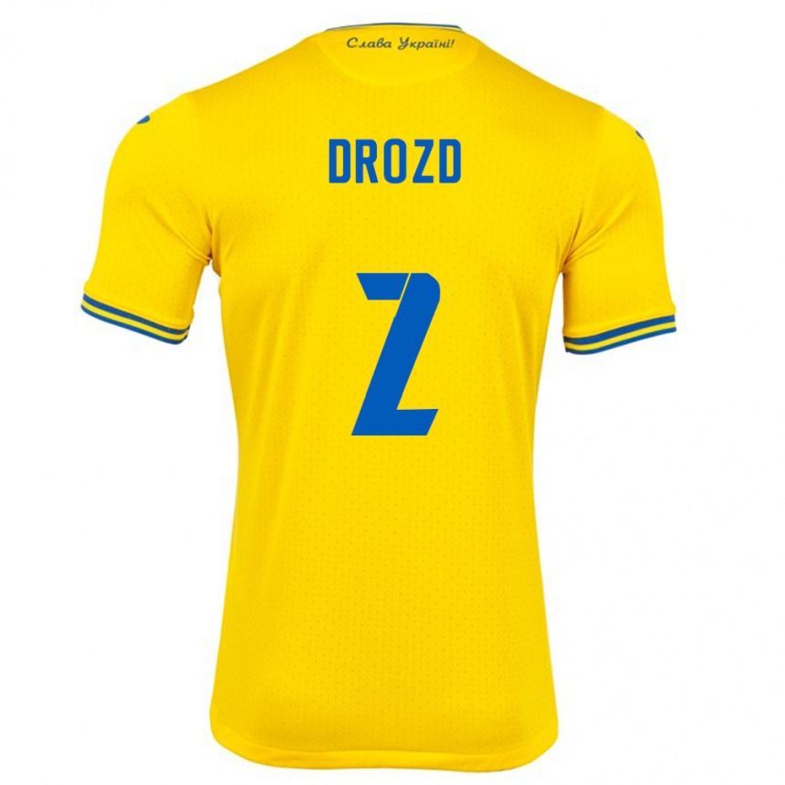 Niño Fútbol Camiseta Ucrania Anton Drozd #2 Amarillo 1ª Equipación 24-26 Perú