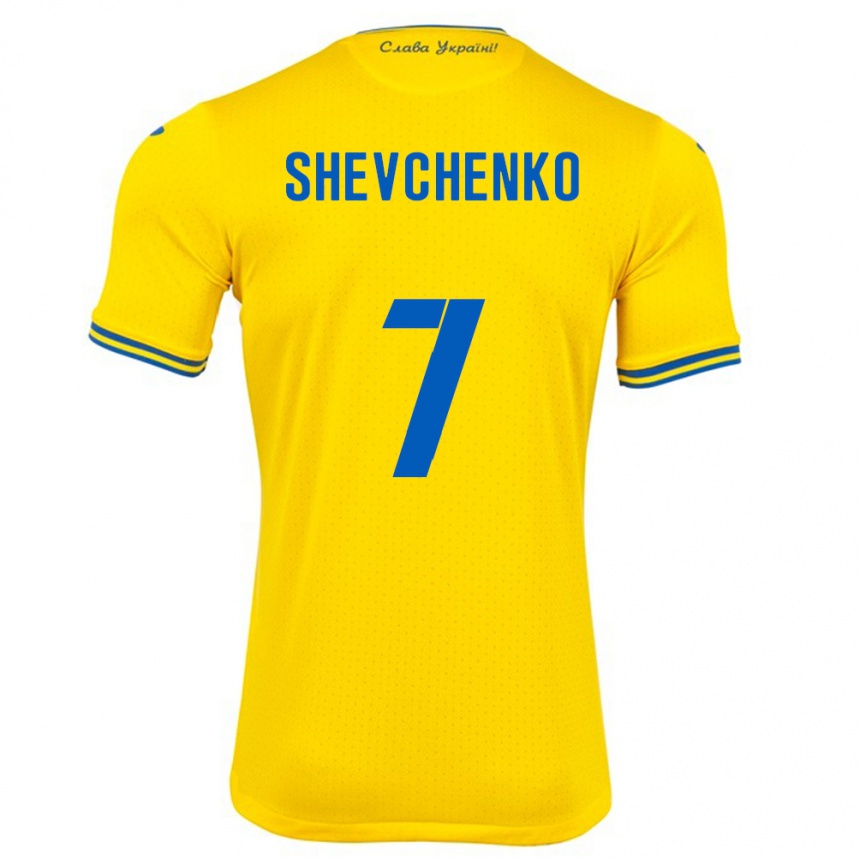 Niño Fútbol Camiseta Ucrania Kristian Shevchenko #7 Amarillo 1ª Equipación 24-26 Perú