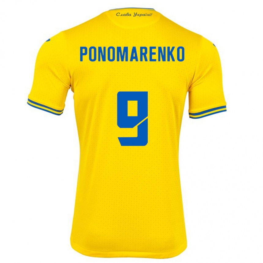 Niño Fútbol Camiseta Ucrania Matviy Ponomarenko #9 Amarillo 1ª Equipación 24-26 Perú