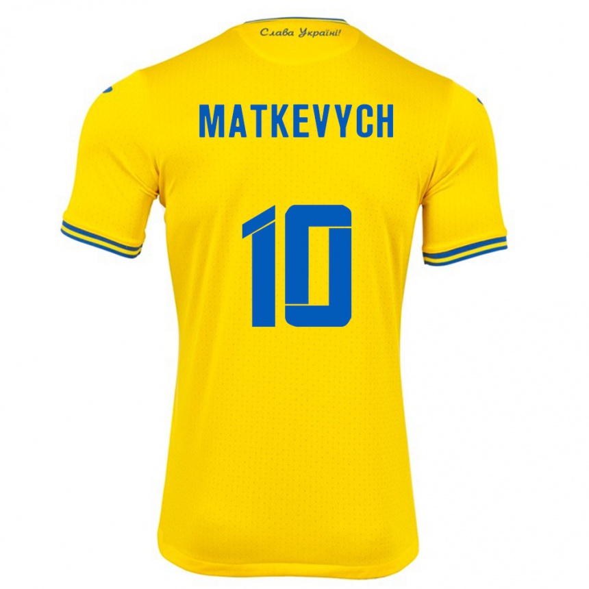 Niño Fútbol Camiseta Ucrania Andriy Matkevych #10 Amarillo 1ª Equipación 24-26 Perú