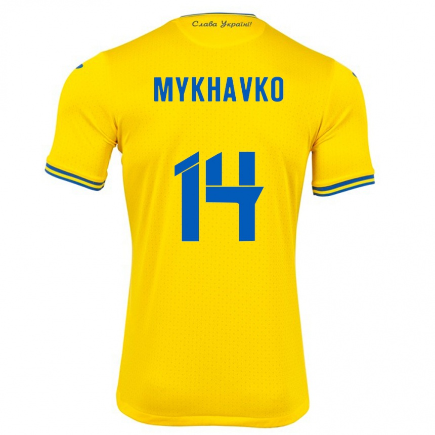 Niño Fútbol Camiseta Ucrania Taras Mykhavko #14 Amarillo 1ª Equipación 24-26 Perú