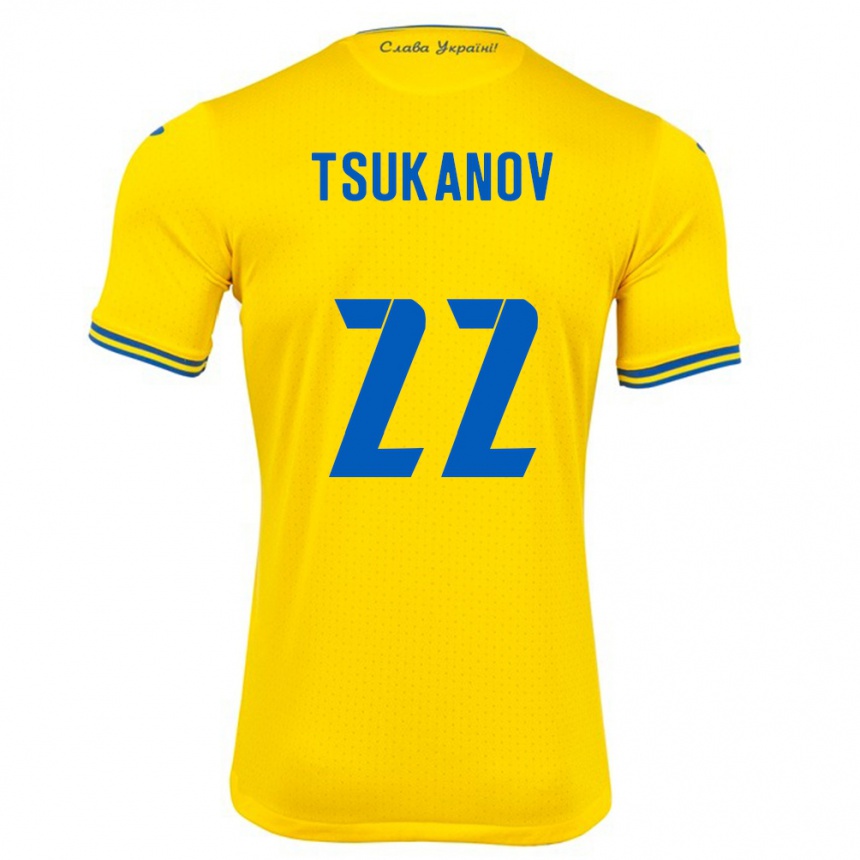 Niño Fútbol Camiseta Ucrania Viktor Tsukanov #22 Amarillo 1ª Equipación 24-26 Perú