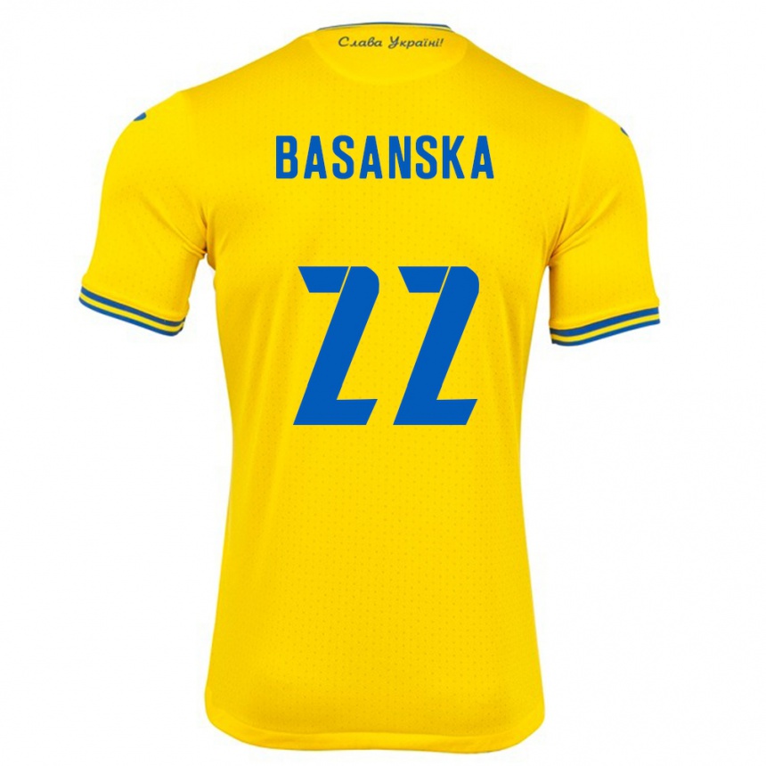 Niño Fútbol Camiseta Ucrania Olga Basanska #22 Amarillo 1ª Equipación 24-26 Perú