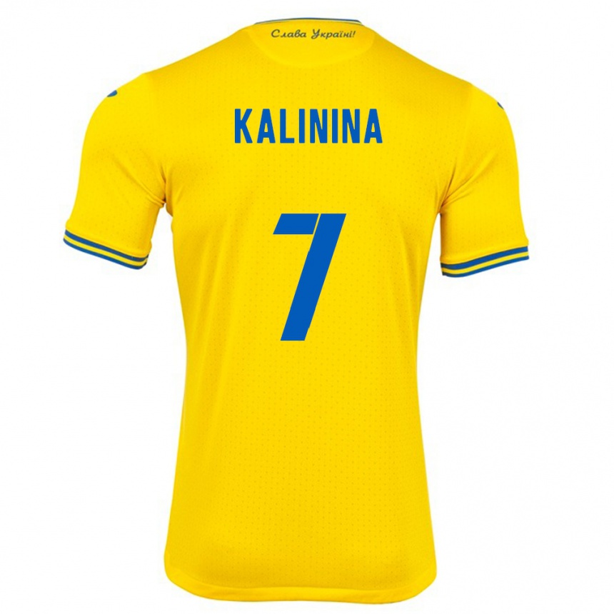 Niño Fútbol Camiseta Ucrania Yana Kalinina #7 Amarillo 1ª Equipación 24-26 Perú