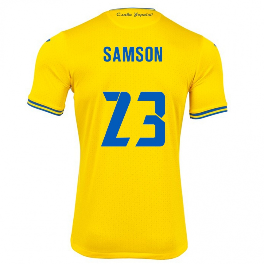 Niño Fútbol Camiseta Ucrania Kateryna Samson #23 Amarillo 1ª Equipación 24-26 Perú