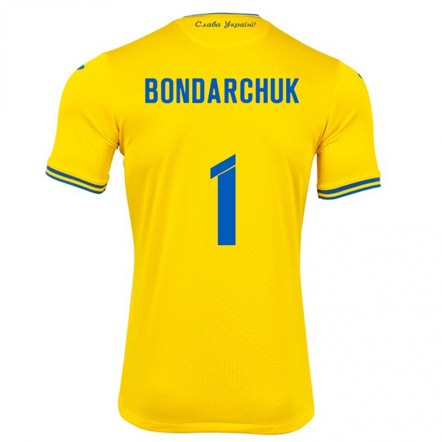 Niño Fútbol Camiseta Ucrania Daryna Bondarchuk #1 Amarillo 1ª Equipación 24-26 Perú