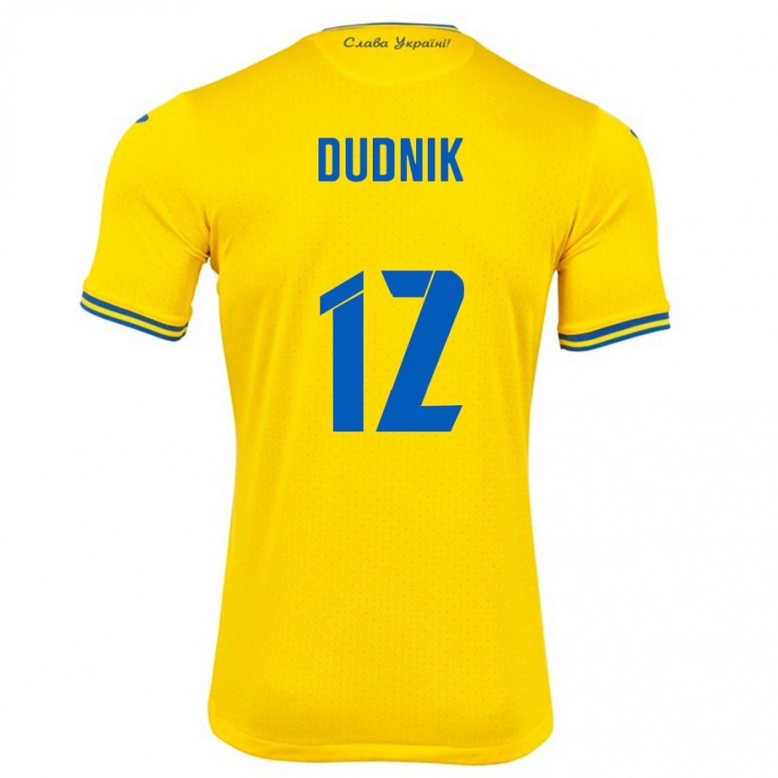 Niño Fútbol Camiseta Ucrania Marina Dudnik #12 Amarillo 1ª Equipación 24-26 Perú