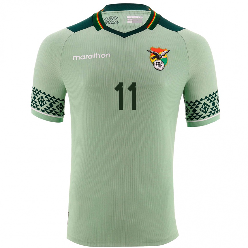 Niño Fútbol Camiseta Bolivia Carmelo Algarañaz #11 Verde Claro 1ª Equipación 24-26 Perú