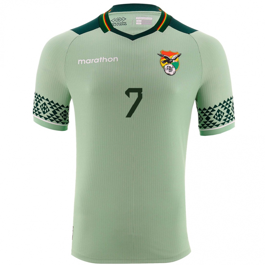 Niño Fútbol Camiseta Bolivia Miguel Villarroel #7 Verde Claro 1ª Equipación 24-26 Perú