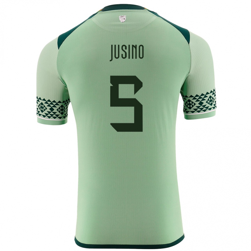 Niño Fútbol Camiseta Bolivia Adrián Jusino #5 Verde Claro 1ª Equipación 24-26 Perú