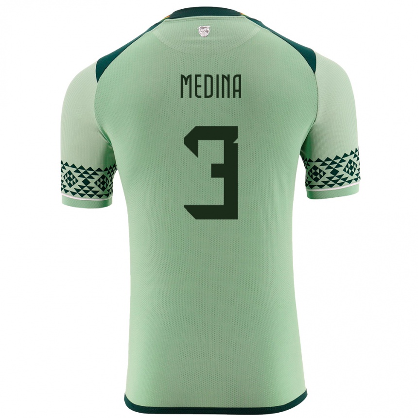 Niño Fútbol Camiseta Bolivia Diego Medina #3 Verde Claro 1ª Equipación 24-26 Perú