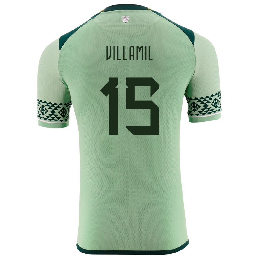 Niño Fútbol Camiseta Bolivia Gabriel Villamíl #15 Verde Claro 1ª Equipación 24-26 Perú