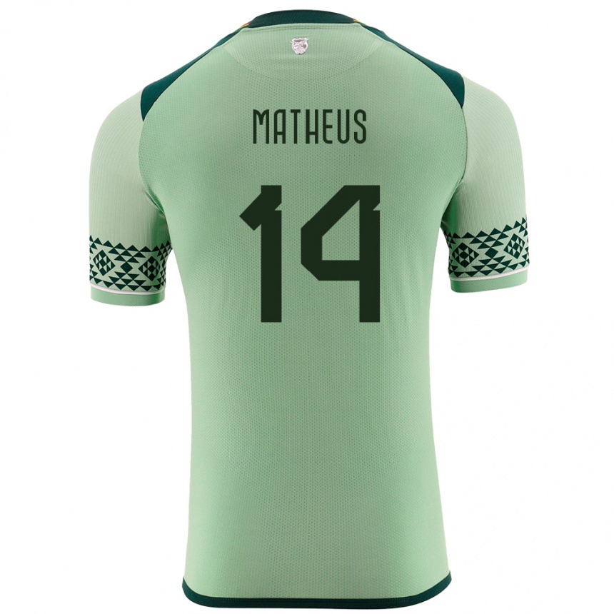 Niño Fútbol Camiseta Bolivia Robson Matheus #14 Verde Claro 1ª Equipación 24-26 Perú