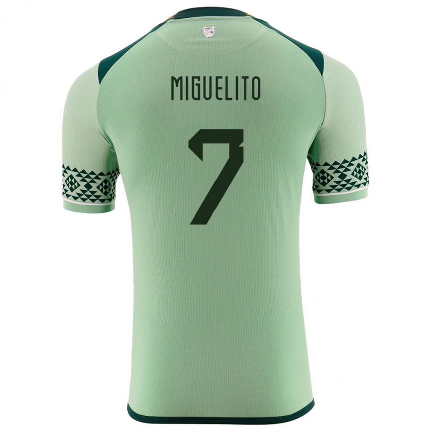 Niño Fútbol Camiseta Bolivia Miguelito #7 Verde Claro 1ª Equipación 24-26 Perú