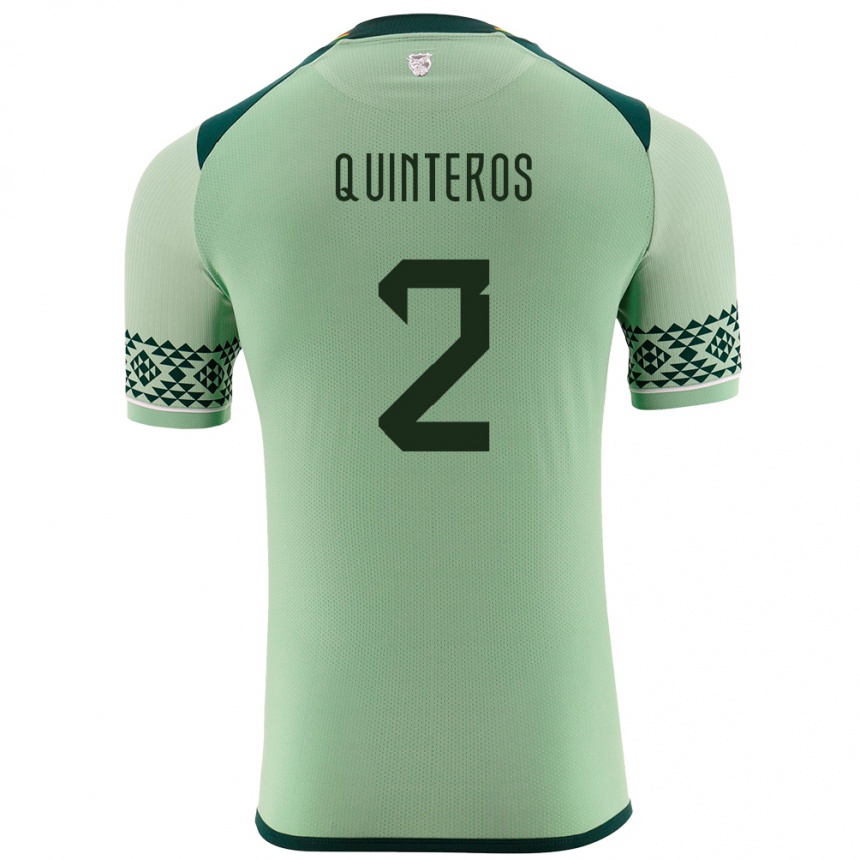 Niño Fútbol Camiseta Bolivia Jairo Quinteros #2 Verde Claro 1ª Equipación 24-26 Perú