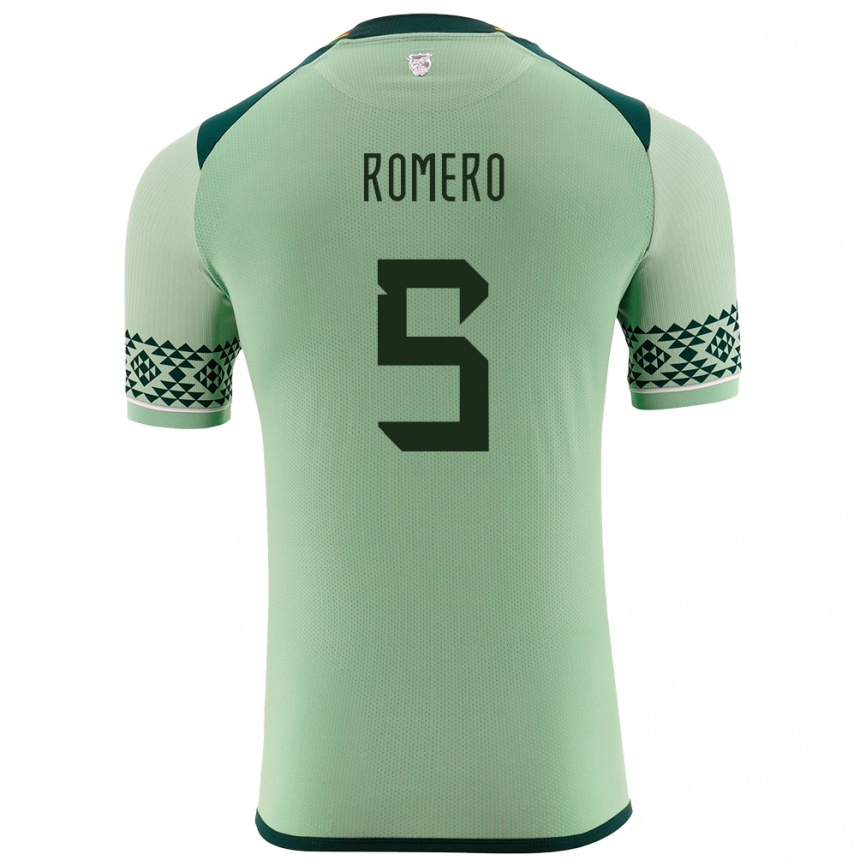 Niño Fútbol Camiseta Bolivia César Romero #5 Verde Claro 1ª Equipación 24-26 Perú