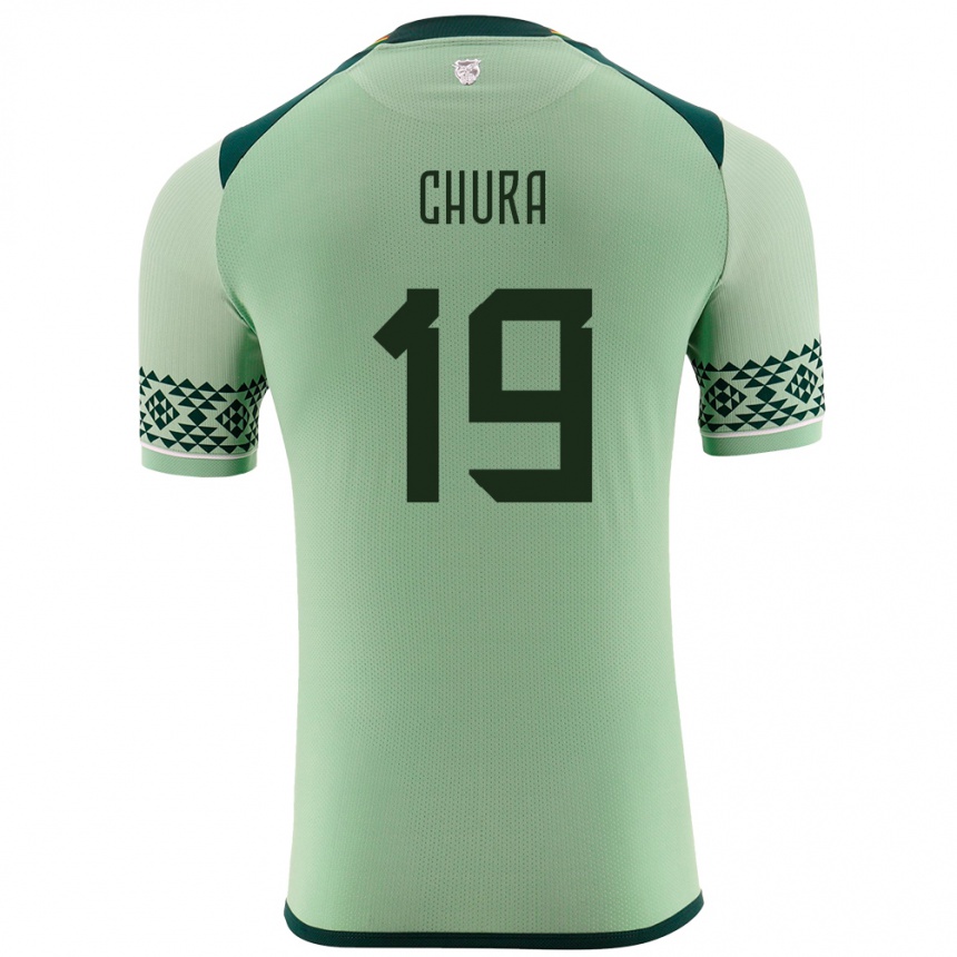 Niño Fútbol Camiseta Bolivia Jeyson Chura #19 Verde Claro 1ª Equipación 24-26 Perú