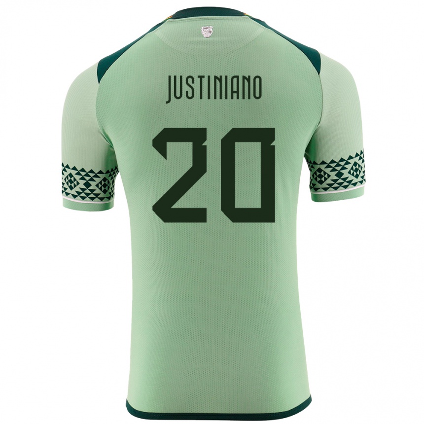 Niño Fútbol Camiseta Bolivia Leonardo Justiniano #20 Verde Claro 1ª Equipación 24-26 Perú