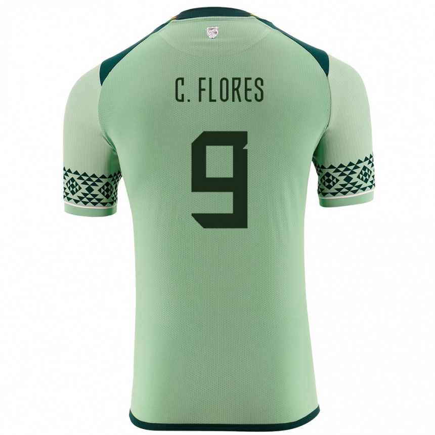 Niño Fútbol Camiseta Bolivia Cesar Flores #9 Verde Claro 1ª Equipación 24-26 Perú