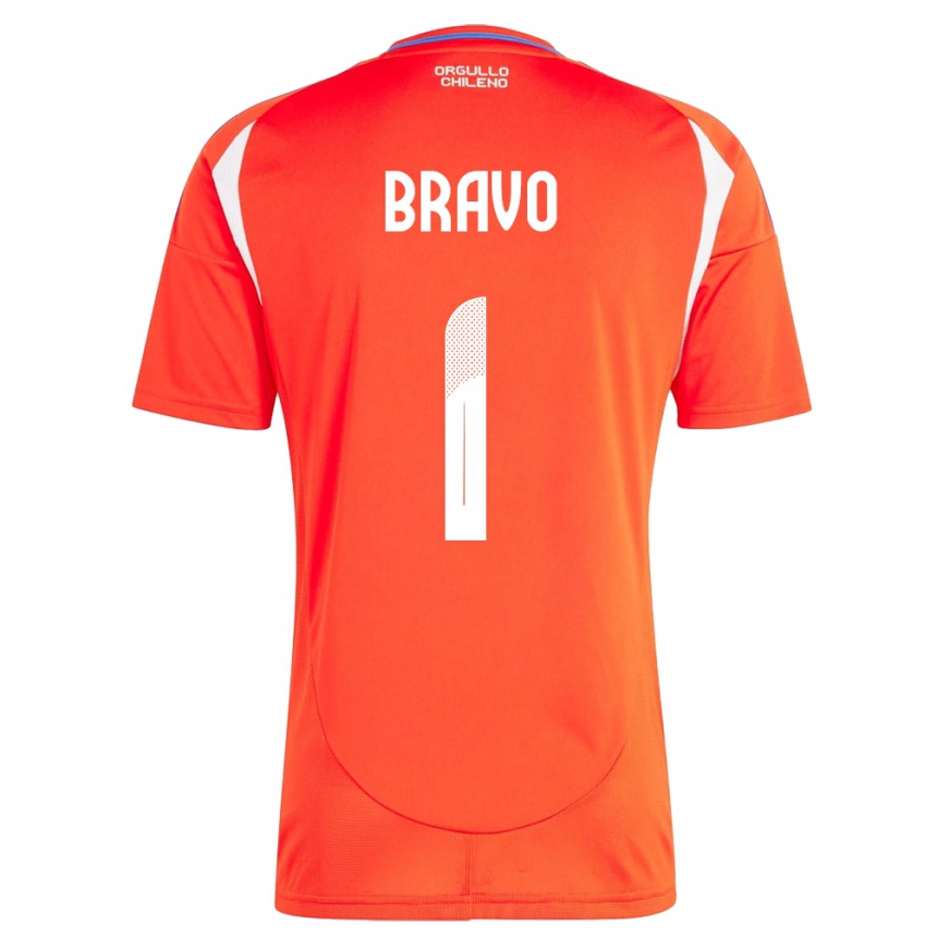 Niño Fútbol Camiseta Chile Claudio Bravo #1 Rojo 1ª Equipación 24-26 Perú