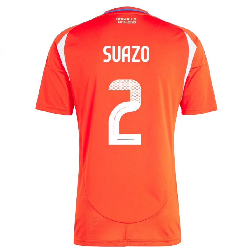 Niño Fútbol Camiseta Chile Gabriel Suazo #2 Rojo 1ª Equipación 24-26 Perú