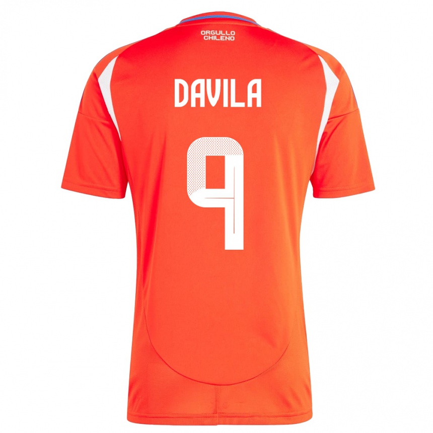 Niño Fútbol Camiseta Chile Víctor Dávila #9 Rojo 1ª Equipación 24-26 Perú