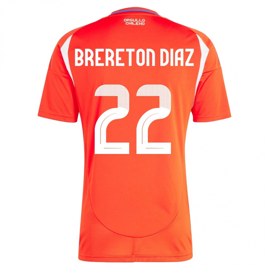 Niño Fútbol Camiseta Chile Ben Brereton Díaz #22 Rojo 1ª Equipación 24-26 Perú