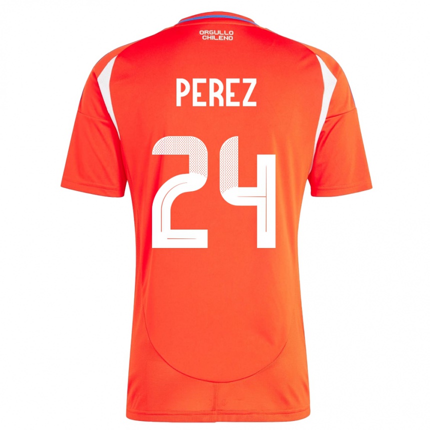 Niño Fútbol Camiseta Chile César Pérez #24 Rojo 1ª Equipación 24-26 Perú