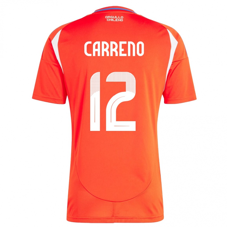 Niño Fútbol Camiseta Chile Diego Carreño #12 Rojo 1ª Equipación 24-26 Perú