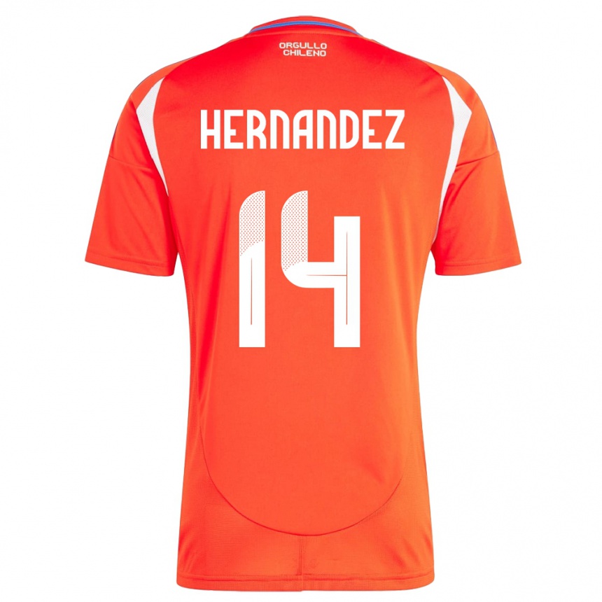 Niño Fútbol Camiseta Chile Leandro Hernández #14 Rojo 1ª Equipación 24-26 Perú