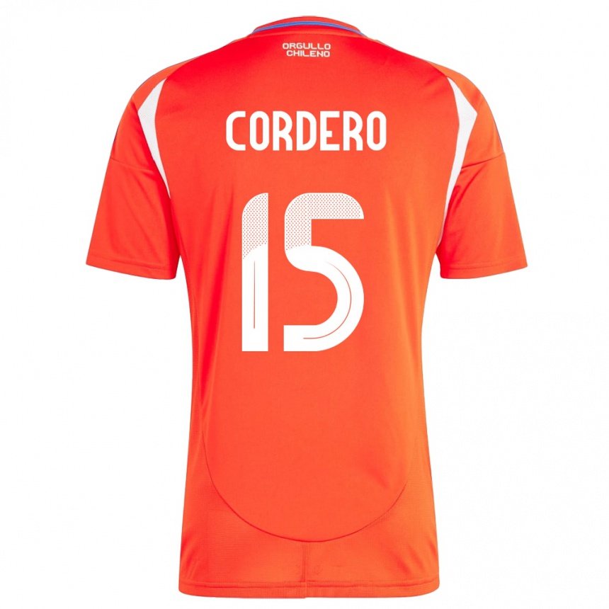 Niño Fútbol Camiseta Chile Renato Cordero #15 Rojo 1ª Equipación 24-26 Perú