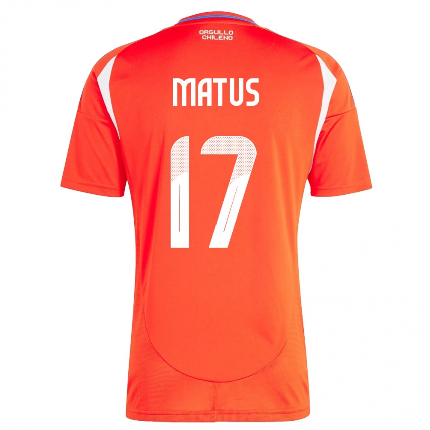 Niño Fútbol Camiseta Chile Esteban Matus #17 Rojo 1ª Equipación 24-26 Perú