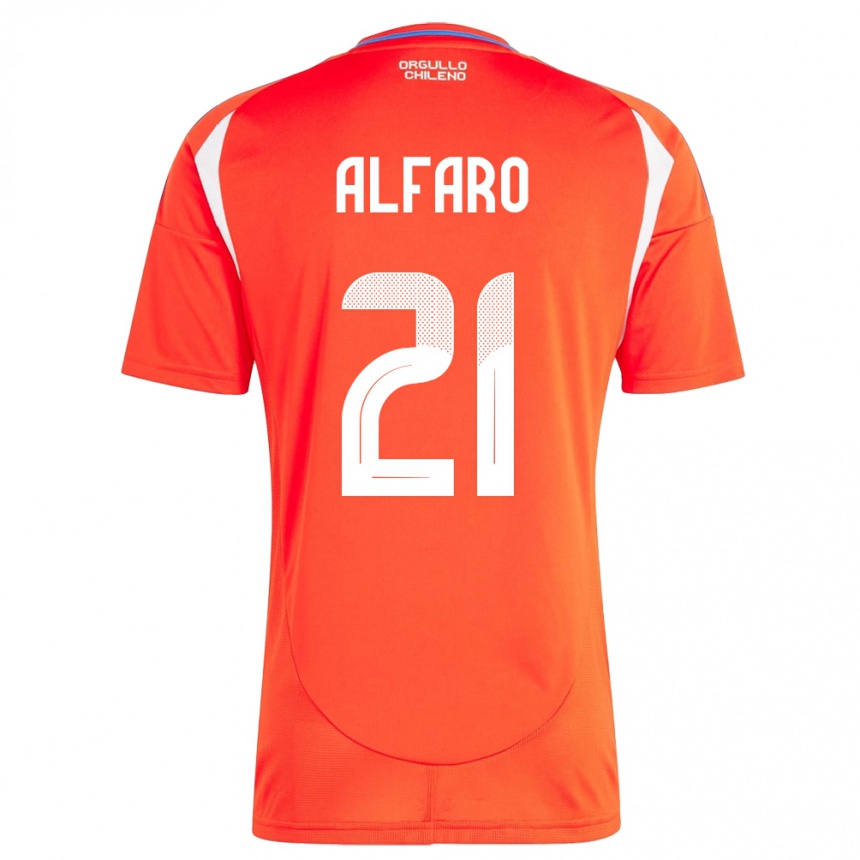 Niño Fútbol Camiseta Chile Julián Alfaro #21 Rojo 1ª Equipación 24-26 Perú