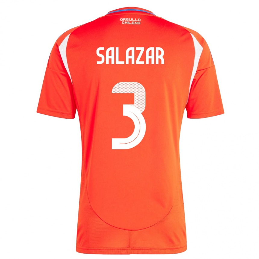 Niño Fútbol Camiseta Chile Yahir Salazar #3 Rojo 1ª Equipación 24-26 Perú