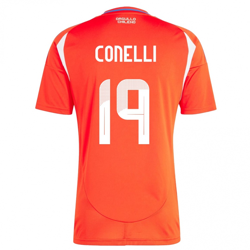 Niño Fútbol Camiseta Chile Vicente Conelli #19 Rojo 1ª Equipación 24-26 Perú