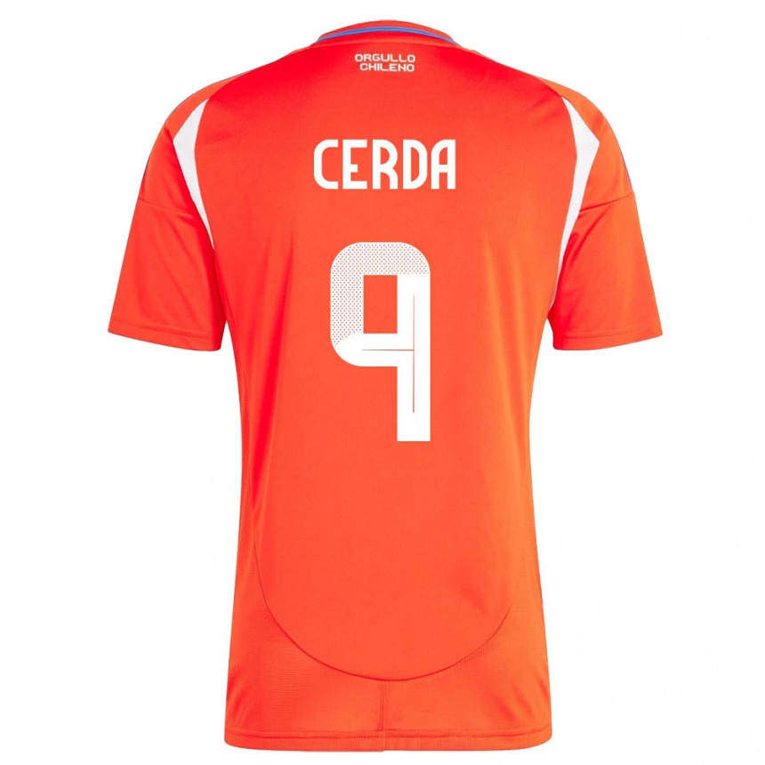 Niño Fútbol Camiseta Chile Axel Cerda #9 Rojo 1ª Equipación 24-26 Perú