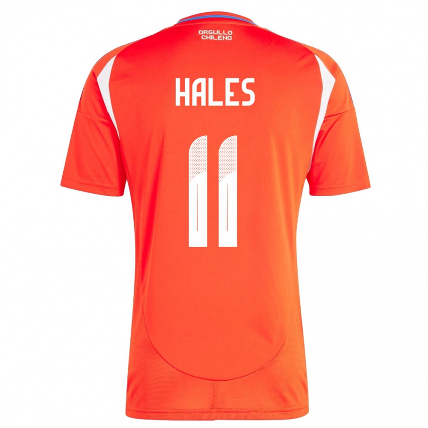 Niño Fútbol Camiseta Chile Alejandro Hales #11 Rojo 1ª Equipación 24-26 Perú