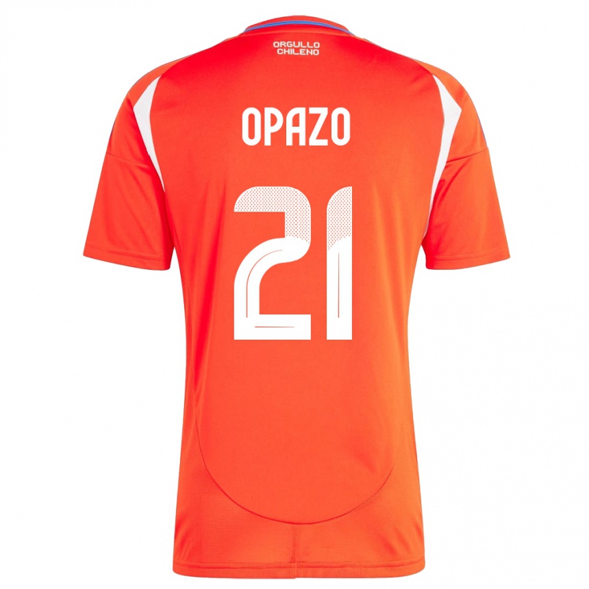 Niño Fútbol Camiseta Chile Diego Opazo #21 Rojo 1ª Equipación 24-26 Perú