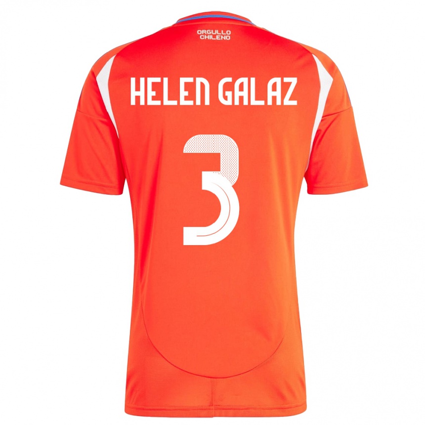 Niño Fútbol Camiseta Chile Su Helen Galaz #3 Rojo 1ª Equipación 24-26 Perú