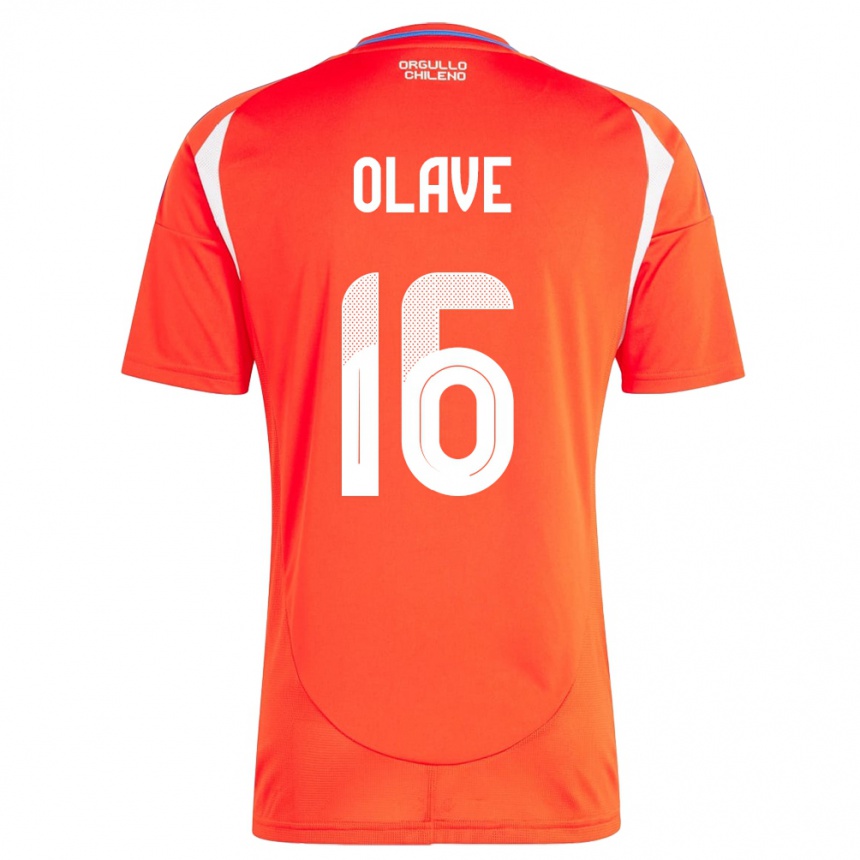 Niño Fútbol Camiseta Chile Isidora Olave #16 Rojo 1ª Equipación 24-26 Perú