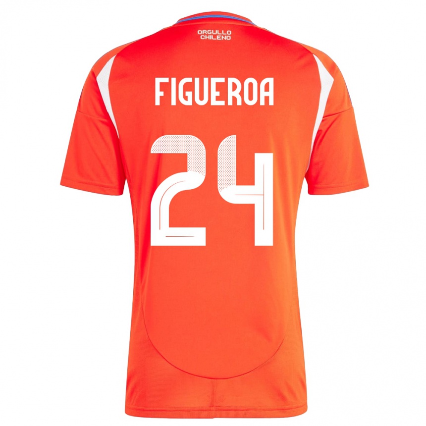 Niño Fútbol Camiseta Chile Ámbar Figueroa #24 Rojo 1ª Equipación 24-26 Perú