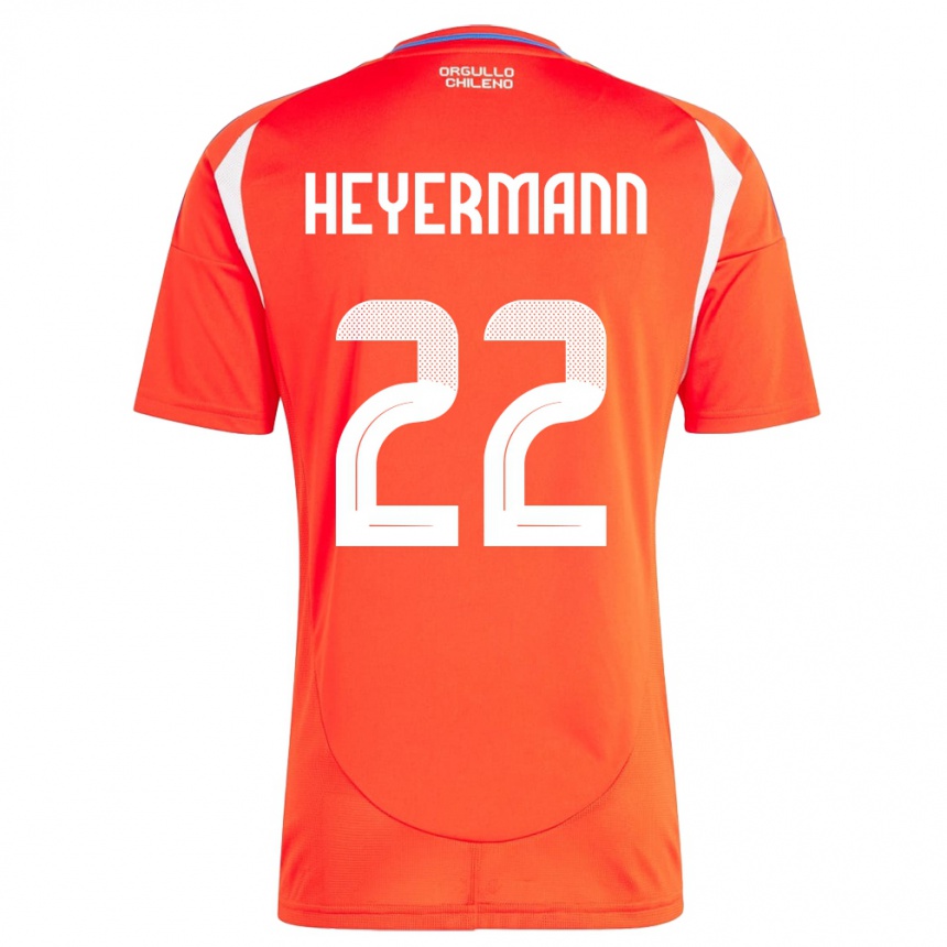 Niño Fútbol Camiseta Chile Agustina Heyermann #22 Rojo 1ª Equipación 24-26 Perú