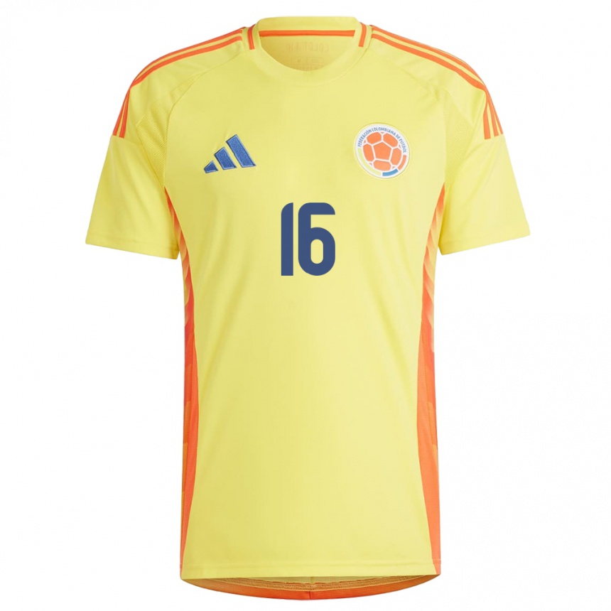 Niño Fútbol Camiseta Colombia Sofía García #16 Amarillo 1ª Equipación 24-26 Perú