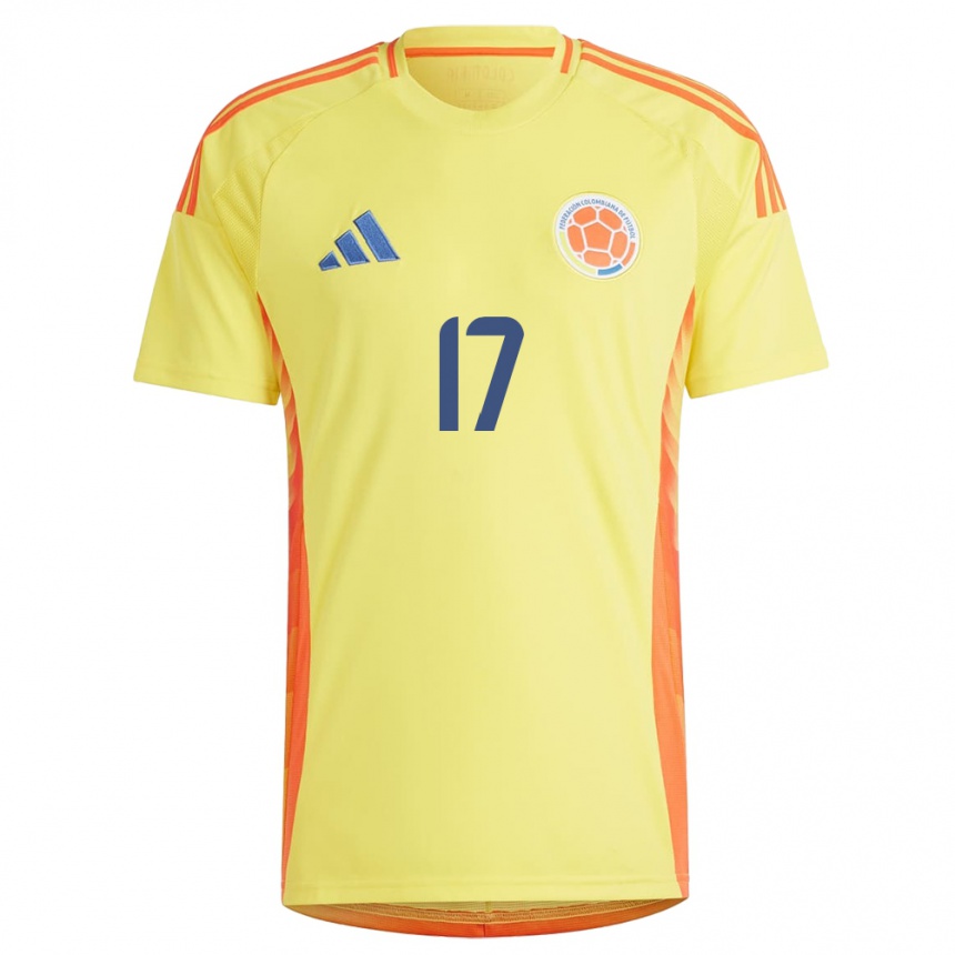 Niño Fútbol Camiseta Colombia Andrés Salazar #17 Amarillo 1ª Equipación 24-26 Perú