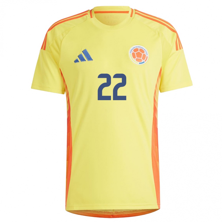 Niño Fútbol Camiseta Colombia Yáser Asprilla #22 Amarillo 1ª Equipación 24-26 Perú