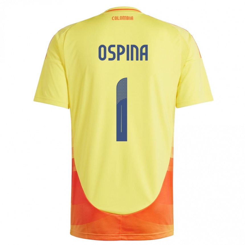 Niño Fútbol Camiseta Colombia David Ospina #1 Amarillo 1ª Equipación 24-26 Perú